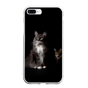 Чехол для iPhone 7Plus/8 Plus матовый с принтом Котики в Курске, Силикон | Область печати: задняя сторона чехла, без боковых панелей | Тематика изображения на принте: animal | animals | beast | black | cat | kitten | животное | животные | зверек | зверь | кот | котейка | котенок | котики | котэ | кошка | кошки | мейн кун | черная