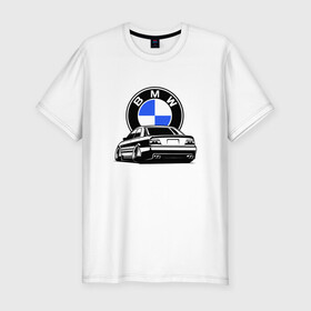 Мужская футболка хлопок Slim с принтом BMW (JDM) в Курске, 92% хлопок, 8% лайкра | приталенный силуэт, круглый вырез ворота, длина до линии бедра, короткий рукав | bmw | bmw performance | m | motorsport | performance | бмв | бэха | моторспорт