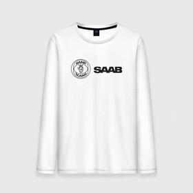 Мужской лонгслив хлопок с принтом Saab Black Logo в Курске, 100% хлопок |  | auto | saab | scania | авто | автомобиль | ам | машина | сааб