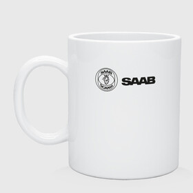 Кружка керамическая с принтом Saab Black Logo в Курске, керамика | объем — 330 мл, диаметр — 80 мм. Принт наносится на бока кружки, можно сделать два разных изображения | auto | saab | scania | авто | автомобиль | ам | машина | сааб