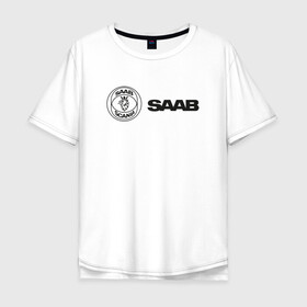 Мужская футболка хлопок Oversize с принтом Saab Black Logo в Курске, 100% хлопок | свободный крой, круглый ворот, “спинка” длиннее передней части | Тематика изображения на принте: auto | saab | scania | авто | автомобиль | ам | машина | сааб