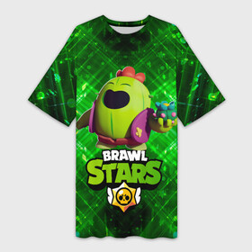 Платье-футболка 3D с принтом brawn stars Spike Спайк в Курске,  |  | brawl | brawl stars | brawlstars | brawl_stars | jessie | poco | бравл | бравлстарс | поко