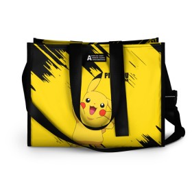 Сумка-шоппер 3D с принтом PIKACHU: PIKA PIKA. в Курске, 100% полиэстер | застегивается на металлическую кнопку; внутренний карман застегивается на молнию. Стенки укреплены специальным мягким материалом, чтобы защитить содержимое от несильных ударов
 | pika | pikachu | pokemons | аниме | детектив пикачу | пика | пикачу | покемон