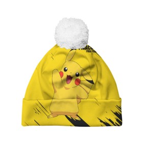 Шапка 3D c помпоном с принтом PIKACHU: PIKA PIKA. в Курске, 100% полиэстер | универсальный размер, печать по всей поверхности изделия | pika | pikachu | pokemons | аниме | детектив пикачу | пика | пикачу | покемон