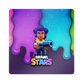 Магнит виниловый Квадрат с принтом Brawl stars Шелли в Курске, полимерный материал с магнитным слоем | размер 9*9 см, закругленные углы | brawl | brawl stars | brawlstars | brawl_stars | jessie | бравл | бравлстарс | ворон | джеси | шелли