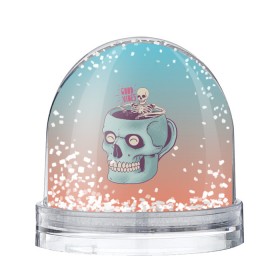 Снежный шар с принтом Good Viber в Курске, Пластик | Изображение внутри шара печатается на глянцевой фотобумаге с двух сторон | good vibes | horror | кофе | кружка | напиток | психоделика | пятница 13 | скелет | ужасы | хэллоуин | череп