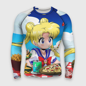 Мужской рашгард 3D с принтом Пицца Мун в Курске,  |  | anime | food | japan | manga | pizza | sailor moon | аниме | девочка | девушка | еда | лунная призма | манга | пицца | сейлор мун | сэйлор мун | япония