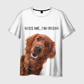 Мужская футболка 3D с принтом Ирландский сеттер в Курске, 100% полиэфир | прямой крой, круглый вырез горловины, длина до линии бедер | Тематика изображения на принте: irish | kiss me | kiss me im irish | ирландец | ирландия | ирландский | ирландский сеттер | красный сеттер | поцелуй меня я ирландец | рыжий сеттер | сеттер