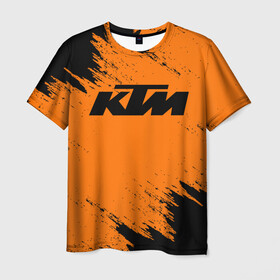 Мужская футболка 3D с принтом KTM в Курске, 100% полиэфир | прямой крой, круглый вырез горловины, длина до линии бедер | enduro | ktm | moto | motocycle | sportmotorcycle | ктм | мото | мотоспорт