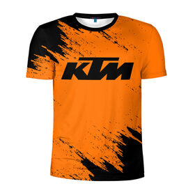 Мужская футболка 3D спортивная с принтом KTM в Курске, 100% полиэстер с улучшенными характеристиками | приталенный силуэт, круглая горловина, широкие плечи, сужается к линии бедра | enduro | ktm | moto | motocycle | sportmotorcycle | ктм | мото | мотоспорт