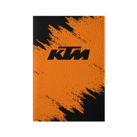 Обложка для паспорта матовая кожа с принтом KTM в Курске, натуральная матовая кожа | размер 19,3 х 13,7 см; прозрачные пластиковые крепления | enduro | ktm | moto | motocycle | sportmotorcycle | ктм | мото | мотоспорт