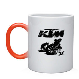 Кружка хамелеон с принтом KTM в Курске, керамика | меняет цвет при нагревании, емкость 330 мл | enduro | ktm | moto | motocycle | sportmotorcycle | ктм | мото | мотоспорт