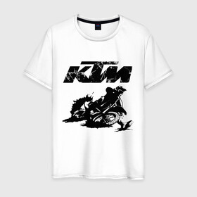 Мужская футболка хлопок с принтом KTM в Курске, 100% хлопок | прямой крой, круглый вырез горловины, длина до линии бедер, слегка спущенное плечо. | enduro | ktm | moto | motocycle | sportmotorcycle | ктм | мото | мотоспорт