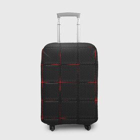 Чехол для чемодана 3D с принтом 3D Плиты Red & Black в Курске, 86% полиэфир, 14% спандекс | двустороннее нанесение принта, прорези для ручек и колес | 3d | 3д | 3д полосы | led | led подсветка | красночерный | красный | полосы | свет | свечение | текстуры | черно красный | черный