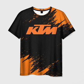 Мужская футболка 3D с принтом KTM в Курске, 100% полиэфир | прямой крой, круглый вырез горловины, длина до линии бедер | enduro | ktm | moto | moto sport | motocycle | sportmotorcycle | ктм | мото | мото спорт | мотоспорт | спорт мото