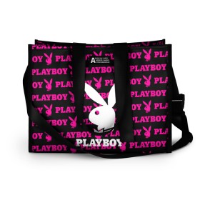 Сумка-шоппер 3D с принтом PLAYBOY в Курске, 100% полиэстер | застегивается на металлическую кнопку; внутренний карман застегивается на молнию. Стенки укреплены специальным мягким материалом, чтобы защитить содержимое от несильных ударов
 | brand | brazzers | fake taxi | faketaxi | hub | mode | playboy | бразерс | бренд | мода | фейк такси