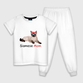 Детская пижама хлопок с принтом Мама сиамского кота в Курске, 100% хлопок |  брюки и футболка прямого кроя, без карманов, на брюках мягкая резинка на поясе и по низу штанин
 | Тематика изображения на принте: кот | кошка | мама | сиамец | сиамский кот