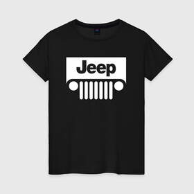 Женская футболка хлопок с принтом Jeep в Курске, 100% хлопок | прямой крой, круглый вырез горловины, длина до линии бедер, слегка спущенное плечо | 4на4 | auto | baja | jeep | offroad | trofi | авто | автомобиль | ам | баха | бездорожье | внедорожник | джип | джипинг | джиппинг | машина | машины | оффроад | полный привод