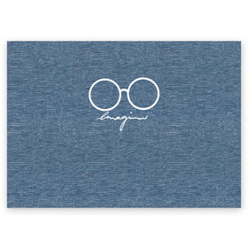 Поздравительная открытка с принтом Imagine John Lennon в Курске, 100% бумага | плотность бумаги 280 г/м2, матовая, на обратной стороне линовка и место для марки
 | autograph | beatles | imagine | john | lennon | the beatles | автограф | битлз | битлы | голубая | группа | джинса | джинсовая | джинсовый | джон | купить | леннон | леннона | очки | с группы