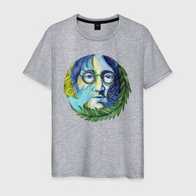 Мужская футболка хлопок с принтом John Lennon в Курске, 100% хлопок | прямой крой, круглый вырез горловины, длина до линии бедер, слегка спущенное плечо. | beatles | imagine | john | lennon | the beatles | автограф | битлз | битлы | группа | джон | купить | леннон | леннона | очки | рок н ролл | с группы | хиппи