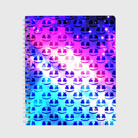 Тетрадь с принтом MARSMELLO SPACE в Курске, 100% бумага | 48 листов, плотность листов — 60 г/м2, плотность картонной обложки — 250 г/м2. Листы скреплены сбоку удобной пружинной спиралью. Уголки страниц и обложки скругленные. Цвет линий — светло-серый
 | Тематика изображения на принте: 