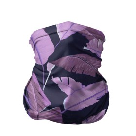 Бандана-труба 3D с принтом Tropical leaves 4 purple в Курске, 100% полиэстер, ткань с особыми свойствами — Activecool | плотность 150‒180 г/м2; хорошо тянется, но сохраняет форму | leaves | palms. тропические | tropical | листья | пальмы