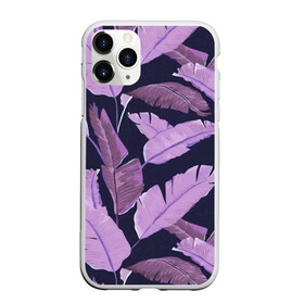 Чехол для iPhone 11 Pro матовый с принтом Tropical leaves 4 purple в Курске, Силикон |  | leaves | palms. тропические | tropical | листья | пальмы