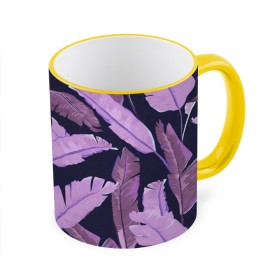 Кружка с принтом Tropical leaves 4 purple в Курске, керамика | ёмкость 330 мл | Тематика изображения на принте: leaves | palms. тропические | tropical | листья | пальмы
