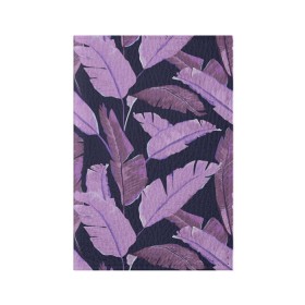 Обложка для паспорта матовая кожа с принтом Tropical leaves 4 purple в Курске, натуральная матовая кожа | размер 19,3 х 13,7 см; прозрачные пластиковые крепления | Тематика изображения на принте: leaves | palms. тропические | tropical | листья | пальмы