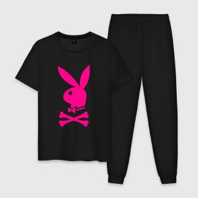 Мужская пижама хлопок с принтом PLAYBOY в Курске, 100% хлопок | брюки и футболка прямого кроя, без карманов, на брюках мягкая резинка на поясе и по низу штанин
 | 