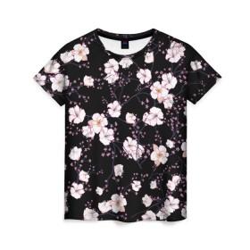 Женская футболка 3D с принтом САКУРА в Курске, 100% полиэфир ( синтетическое хлопкоподобное полотно) | прямой крой, круглый вырез горловины, длина до линии бедер | chery | flowers | japan | sakura | вишня | растения | сакура | цветы | цветы сакуры | япония