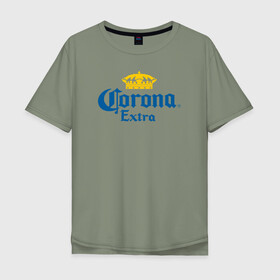 Мужская футболка хлопок Oversize с принтом Corona Extra Коронавирус в Курске, 100% хлопок | свободный крой, круглый ворот, “спинка” длиннее передней части | beer | corona | corona virus | coronavirus | virus | вирус | корона | коронавирус