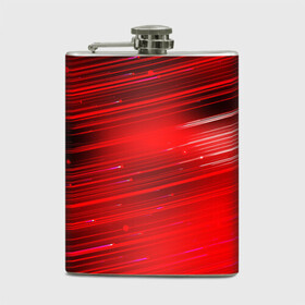 Фляга с принтом Красный свет в Курске, металлический корпус | емкость 0,22 л, размер 125 х 94 мм. Виниловая наклейка запечатывается полностью | красночерный | красный | полосы | свет | свечение | текстуры | черно красный | черный