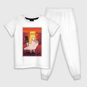 Детская пижама хлопок с принтом Голубь на фоне Атомного Взрыва в Курске, 100% хлопок |  брюки и футболка прямого кроя, без карманов, на брюках мягкая резинка на поясе и по низу штанин
 | Тематика изображения на принте: 