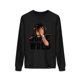 Женский свитшот хлопок с принтом Juice WRLD. в Курске, 100% хлопок | прямой крой, круглый вырез, на манжетах и по низу широкая трикотажная резинка  | eminem | godzilla | juice wrld | rap | американский рэпер | годзила | зарубежный реп | маршалл брюс мэтерс | музыка | реп | рэпер | эминем