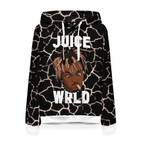 Женская толстовка 3D с принтом Juice WRLD. в Курске, 100% полиэстер  | двухслойный капюшон со шнурком для регулировки, мягкие манжеты на рукавах и по низу толстовки, спереди карман-кенгуру с мягким внутренним слоем. | eminem | godzilla | juice wrld | rap | американский рэпер | годзила | зарубежный реп | маршалл брюс мэтерс | музыка | реп | рэпер | эминем