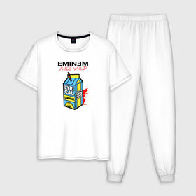 Мужская пижама хлопок с принтом Eminem Juice WRLD Godzilla в Курске, 100% хлопок | брюки и футболка прямого кроя, без карманов, на брюках мягкая резинка на поясе и по низу штанин
 | 100 сок | eminem | godzilla | juice | juice wrld | logo | music | rap | альбом | годзилла | джус | джюс | лейбл | лирика | лирический | лого | логотип | рэп | сок | трубочка | эминем