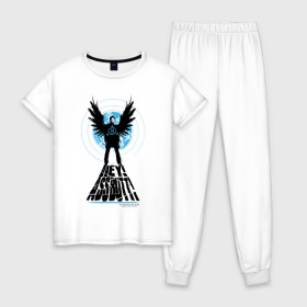 Женская пижама хлопок с принтом Castiel - Hey Assbutt в Курске, 100% хлопок | брюки и футболка прямого кроя, без карманов, на брюках мягкая резинка на поясе и по низу штанин | castiel | supernatural | vdzabma | кастиэль | сверхъестественное