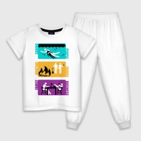 Детская пижама хлопок с принтом Supernatural - Family Business в Курске, 100% хлопок |  брюки и футболка прямого кроя, без карманов, на брюках мягкая резинка на поясе и по низу штанин
 | supernatural | vdzabma | сверхъестественное