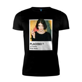 Мужская футболка премиум с принтом PLACEBO Brain Molko в Курске, 92% хлопок, 8% лайкра | приталенный силуэт, круглый вырез ворота, длина до линии бедра, короткий рукав | Тематика изображения на принте: placebo | wyin20 | альтернативный рок | рок | рок группа