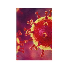 Обложка для паспорта матовая кожа с принтом Коронавирус в Курске, натуральная матовая кожа | размер 19,3 х 13,7 см; прозрачные пластиковые крепления | 2019   ncov | coronaviridae | coronavirus | covid | covid 19 | ncov | sars | virus | арт | биологическая опасность | болезнь | вирус | знак | карантин | корона | коронавирус | короновирус | мем | нков | нсов | пандемия | прикол | символ