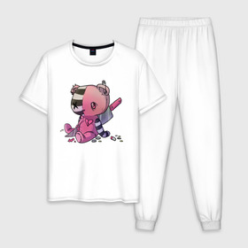 Мужская пижама хлопок с принтом Медведь в Курске, 100% хлопок | брюки и футболка прямого кроя, без карманов, на брюках мягкая резинка на поясе и по низу штанин
 | 2007 | emo | вернимнемой2007 | вмм2007 | емо | эмо
