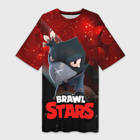 Платье-футболка 3D с принтом Brawl Stars Crow (Ворон) в Курске,  |  | brawl | brawl stars | brawlstars | brawlstarsmemes | brawl_stars | clashofclans | clashroyale | plp | supercell | бравл | бравлстарс | ворон
