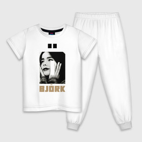 Детская пижама хлопок с принтом BJORK в Курске, 100% хлопок |  брюки и футболка прямого кроя, без карманов, на брюках мягкая резинка на поясе и по низу штанин
 | bjork | homogenic | music | pitchfork | utopia | vulnicura | бьорк