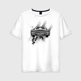 Женская футболка хлопок Oversize с принтом Импала в Курске, 100% хлопок | свободный крой, круглый ворот, спущенный рукав, длина до линии бедер
 | Тематика изображения на принте: supernatural | vdzabma | сверхъестественное