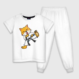 Детская пижама хлопок с принтом Каратэ Лис в Курске, 100% хлопок |  брюки и футболка прямого кроя, без карманов, на брюках мягкая резинка на поясе и по низу штанин
 | fox | foxy | боевые искусства | карате | каратэ | кимоно | лис | лиса | лисичка | рисунок