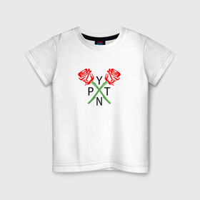 Детская футболка хлопок с принтом PAYTON MOORMEIER (НА СПИНЕ) в Курске, 100% хлопок | круглый вырез горловины, полуприлегающий силуэт, длина до линии бедер | Тематика изображения на принте: flower | payton moormeier | roses | tiktok | блогер | пейтон | пейтон моормиер | розы | тикток | тиктокер | цветы | ютубер