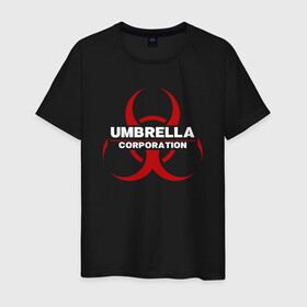 Мужская футболка хлопок с принтом Umbrella в Курске, 100% хлопок | прямой крой, круглый вырез горловины, длина до линии бедер, слегка спущенное плечо. | biohazard | corporation | nemesis | resident evil | umbrella | virus | амбрела | амбрелла | биологическая угроза | вирус | зонт | обитель зла | резидент ивл