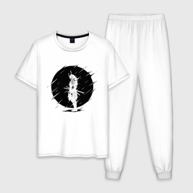 Мужская пижама хлопок с принтом SAMURAI в Курске, 100% хлопок | брюки и футболка прямого кроя, без карманов, на брюках мягкая резинка на поясе и по низу штанин
 | 