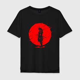 Мужская футболка хлопок Oversize с принтом SAMURAI / САМУРАЙ в Курске, 100% хлопок | свободный крой, круглый ворот, “спинка” длиннее передней части | japan | japanese | samurai | катана | меч | самураи | самурай | солнце | япония